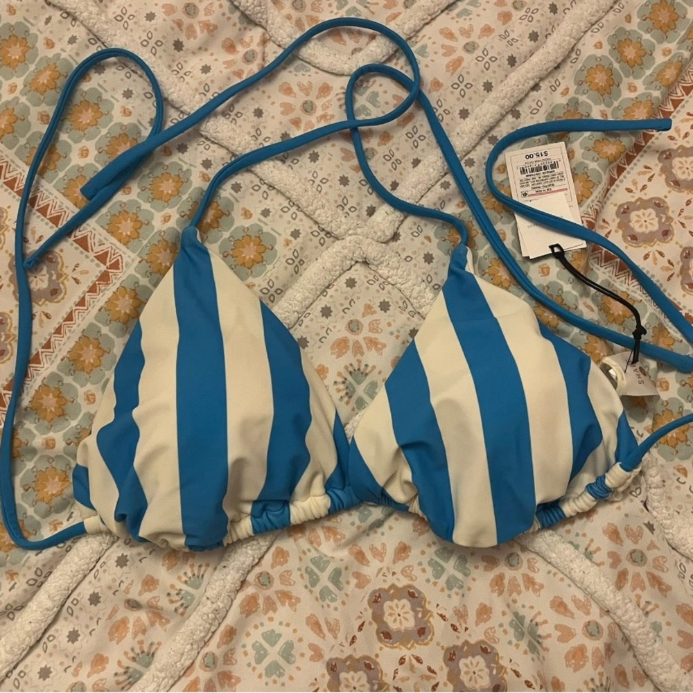 Target Blue and White Striped Bikini Top